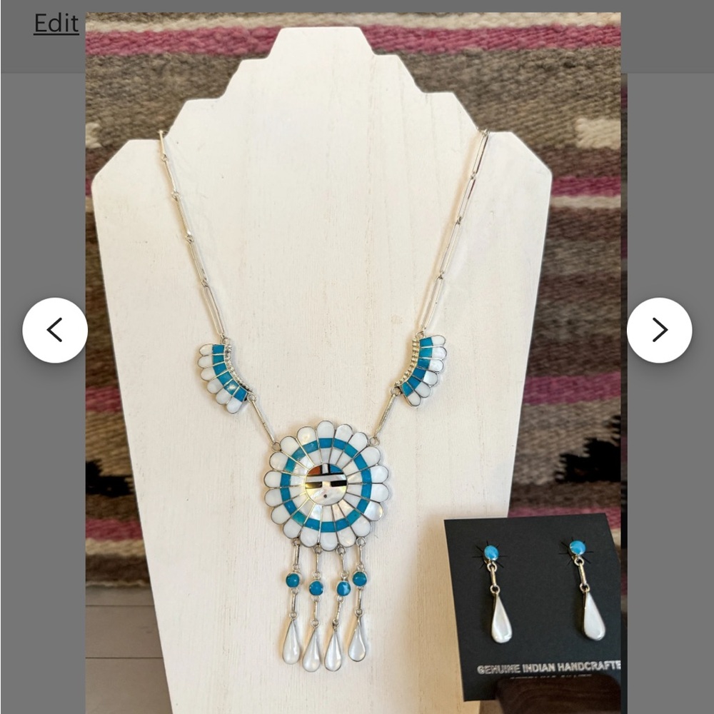 Zuni Sunface Necklace Earring Set